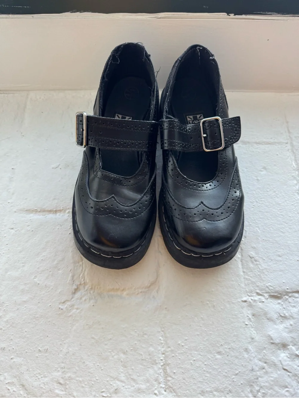T.U.K Black Mary Jane Buckle Shoes